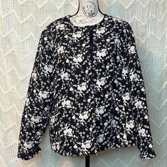 Coldwater Creek Sz 18 Black Ivory Button Down Suit Classic Business Jacket - Picture 2 of 11